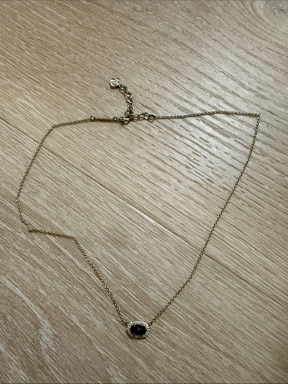 Kendra Scott Gold Chain Necklace with Black Oval Pendant